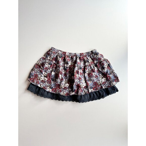 ABERCROMBIE & FITCH Y2K Maroon Navy Floral Silk Lace Eyelet Mini Skirt, Size S - Picture 5 of 14